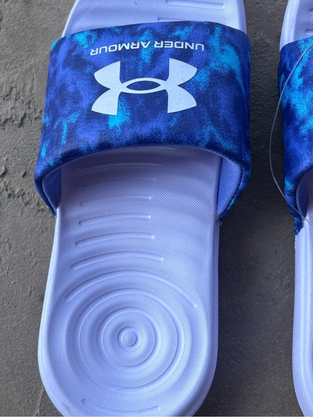NWT Under Armour Kids Lavender Blue Slide Sandals 2Y Back To School